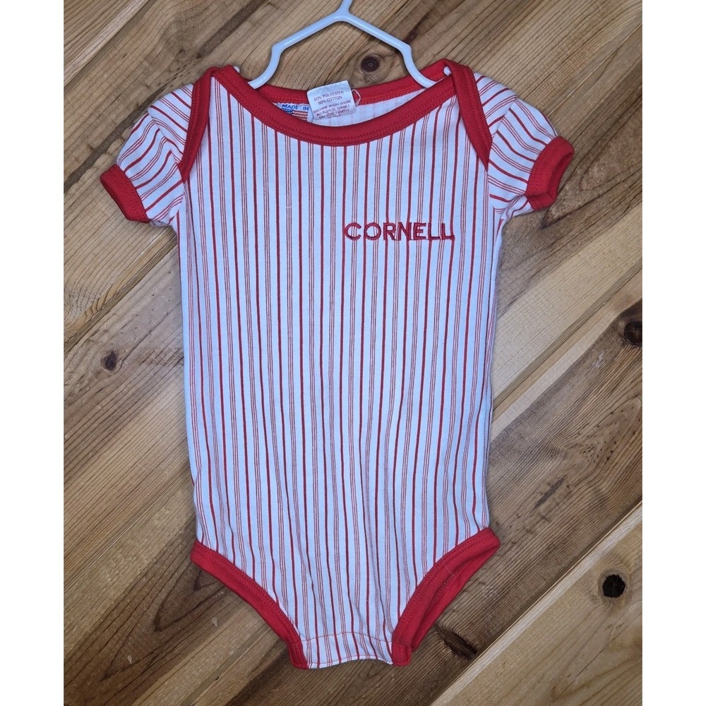 Cornell University Baby Bodysuit Red White Stripe 12-18 Months USA Made